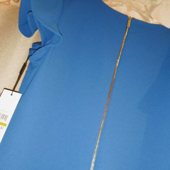 NWT Calvin Klein Royal Blue Flutter Sleeves Dress - Picture 2 of 8